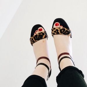 Strappy Franco Sarto Cheetah Print Heels